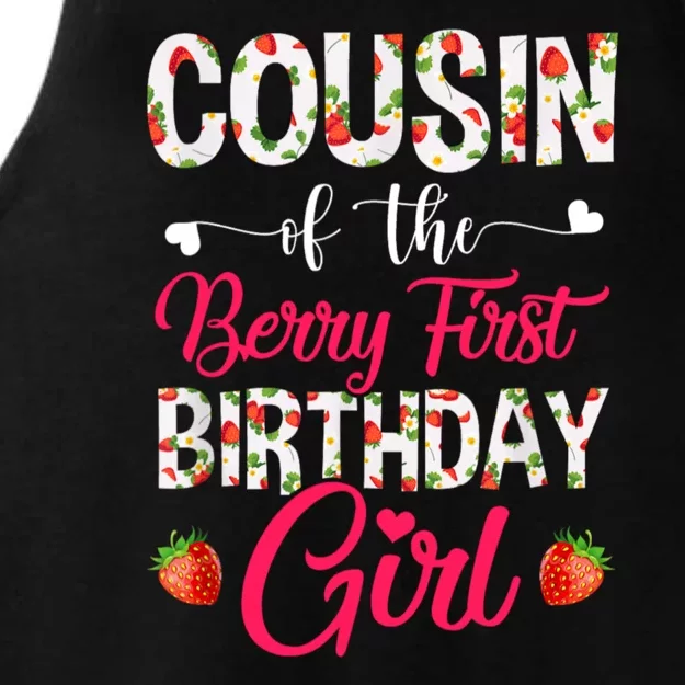 Cousin Of The Birthday Gifts Girl Strawberry Berry First Birthday Ladies Tri-Blend Wicking Tank