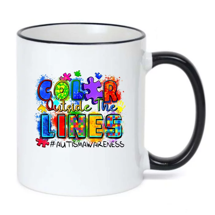 Color Outside The Lines Autism Awareness Black Color Changing Mug