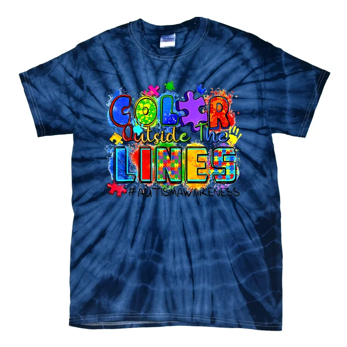 Color Outside The Lines Autism Awareness Tie-Dye T-Shirt