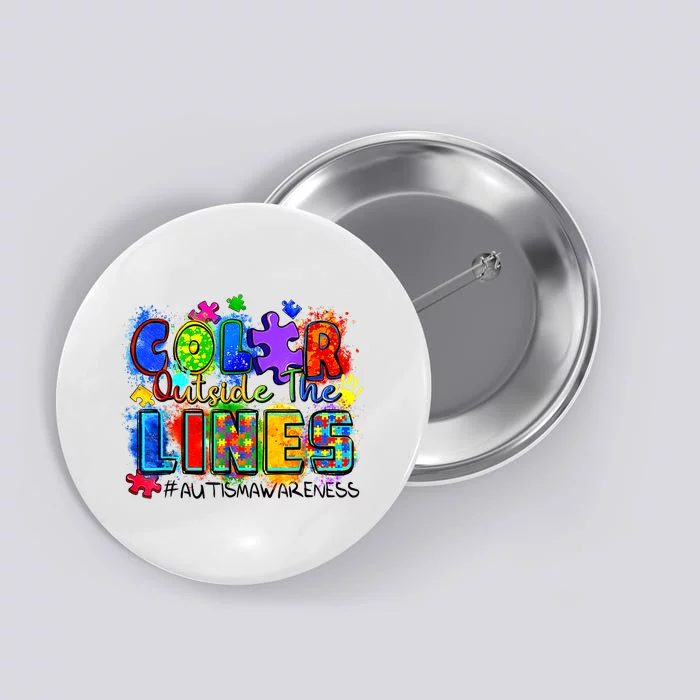 Color Outside The Lines Autism Awareness Button