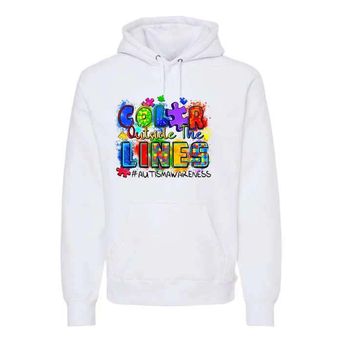 Color Outside The Lines Autism Awareness Premium Hoodie