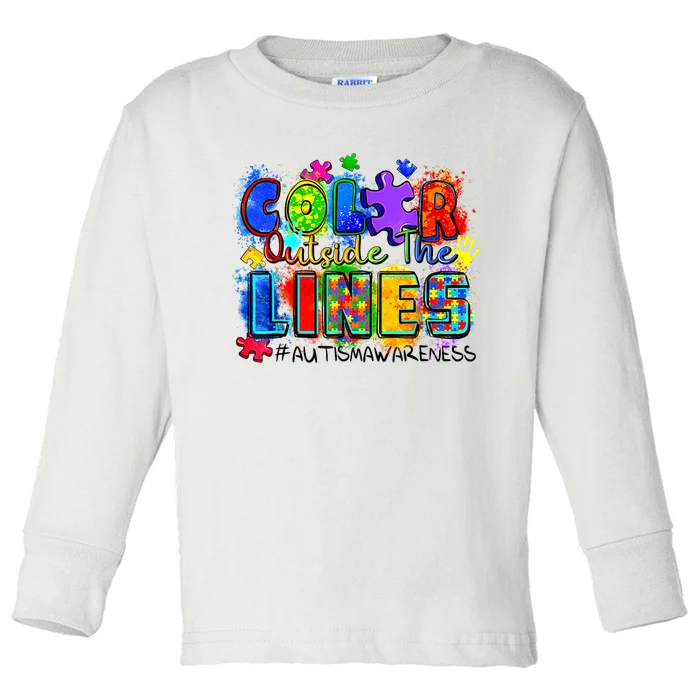 Color Outside The Lines Autism Awareness Toddler Long Sleeve Shirt