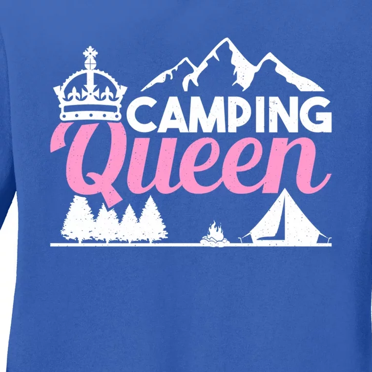 Camper Outdoor Tent Camping Queen Meaningful Gift Ladies Long Sleeve Shirt