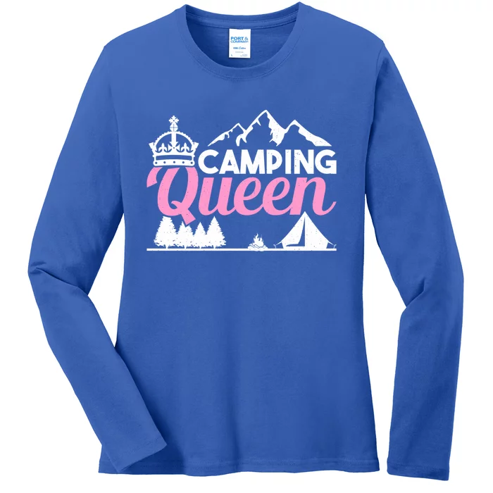 Camper Outdoor Tent Camping Queen Meaningful Gift Ladies Long Sleeve Shirt