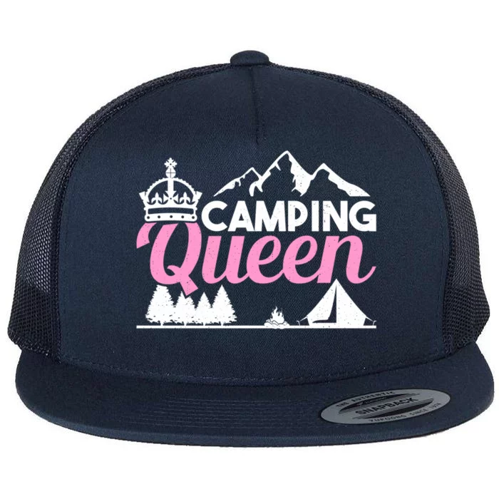 Camper Outdoor Tent Camping Queen Meaningful Gift Flat Bill Trucker Hat