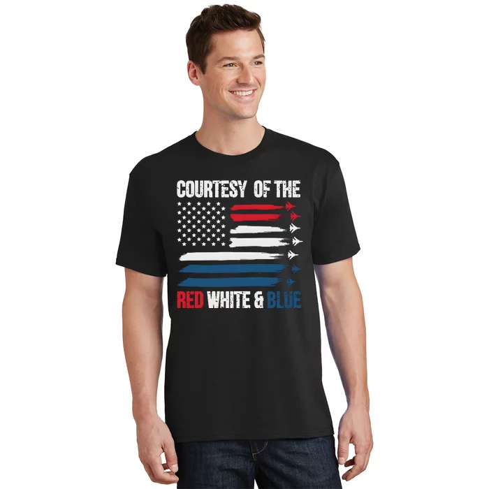 Courtesy Of The Red White Blue Retro American Flag T-Shirt