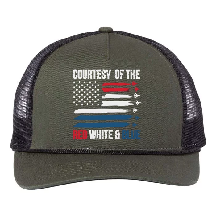 Courtesy Of The Red White Blue Retro American Flag Retro Rope Trucker Hat Cap