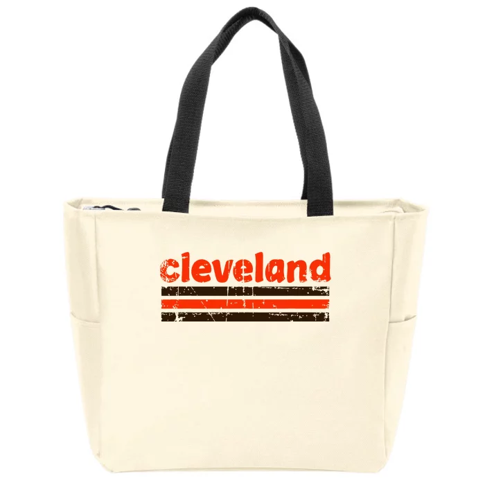 Cleveland Ohio Three Stripe Vintage Weathered Zip Tote Bag