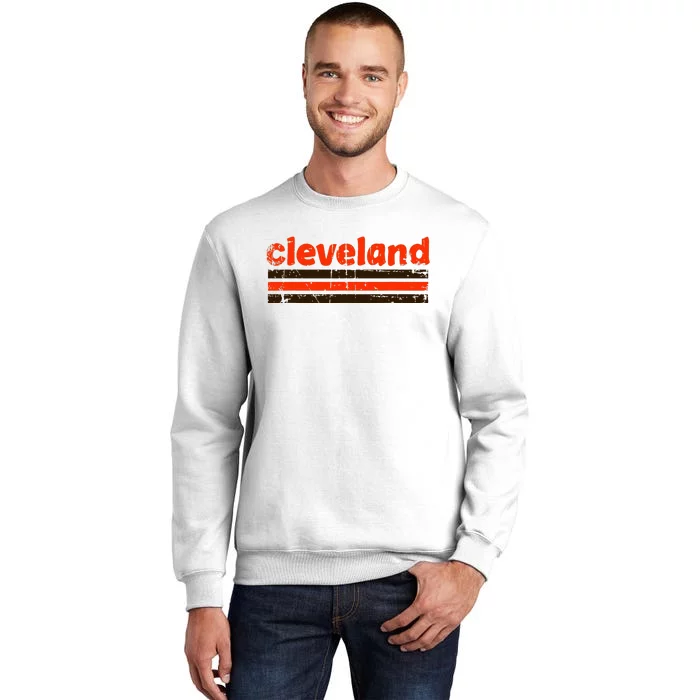 Cleveland Ohio Three Stripe Vintage Weathered Sweatshirt