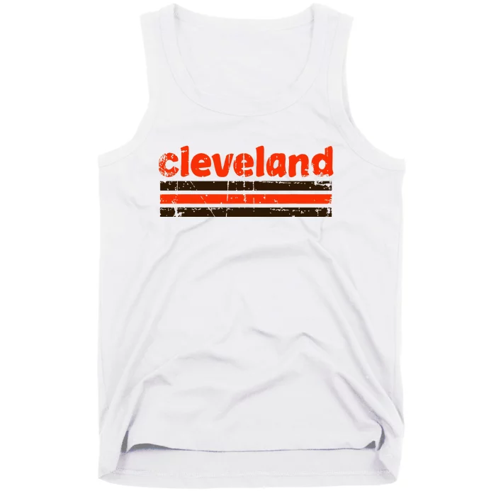 Cleveland Ohio Three Stripe Vintage Weathered Tank Top