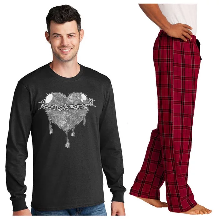 Crown Of Thorns Bleeding Heart Long Sleeve Pajama Set