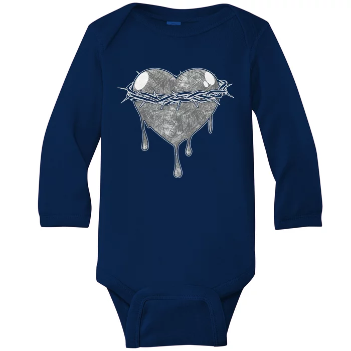 Crown Of Thorns Bleeding Heart Baby Long Sleeve Bodysuit