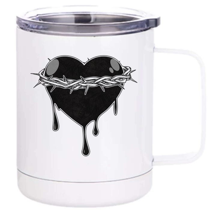 Crown Of Thorns Bleeding Heart Front & Back 12oz Stainless Steel Tumbler Cup