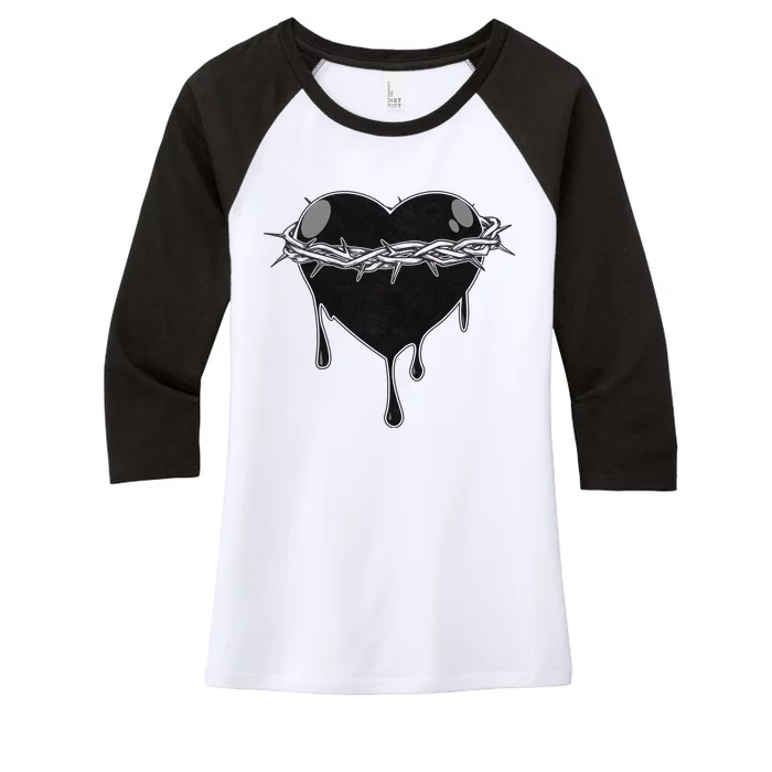 Crown Of Thorns Bleeding Heart Women's Tri-Blend 3/4-Sleeve Raglan Shirt