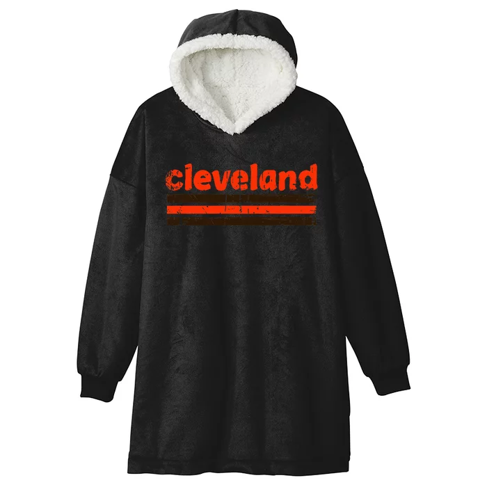 Cleveland Ohio Three Stripe Vintage Weathered Hooded Wearable Blanket