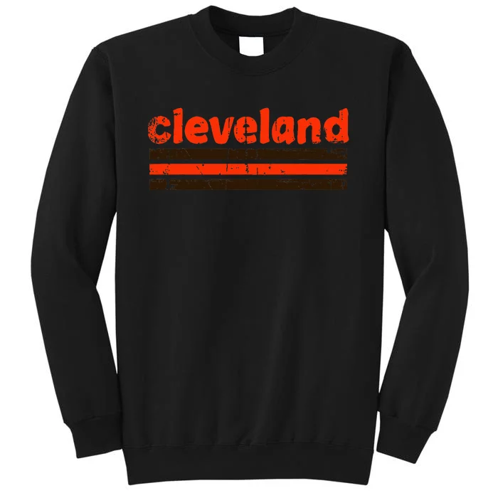 Cleveland Ohio Three Stripe Vintage Weathered Tall Sweatshirt