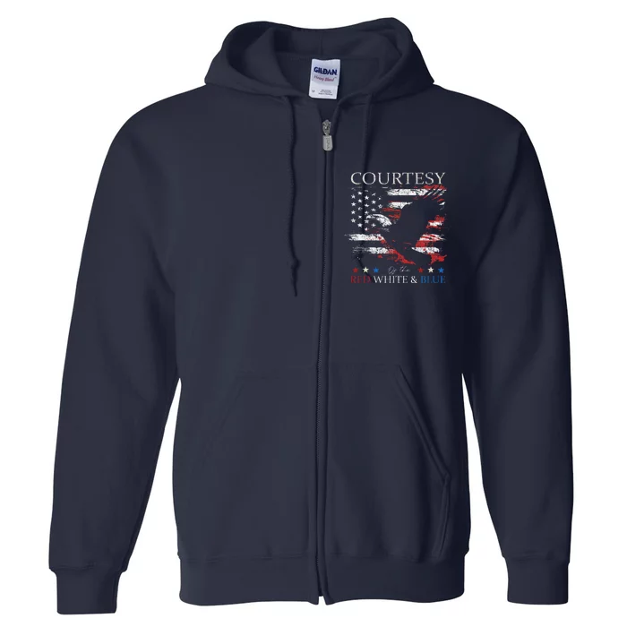 Courtesy Of The Usa Red White And Blue 4th Of July Full Zip Hoodie