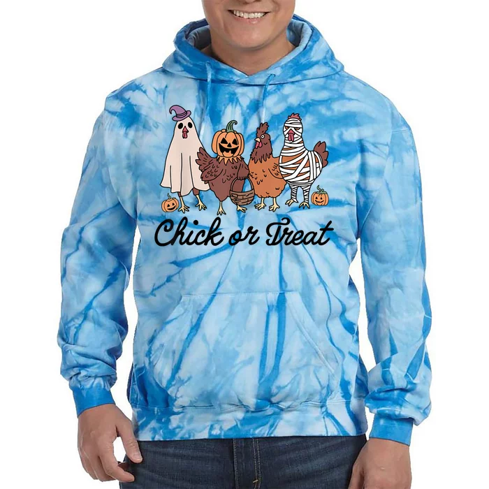 Chick Or Treat Halloween Witch Spooky Chicken Tie Dye Hoodie