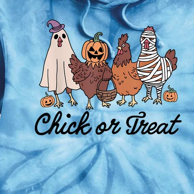 Chick Or Treat Halloween Witch Spooky Chicken Tie Dye Hoodie