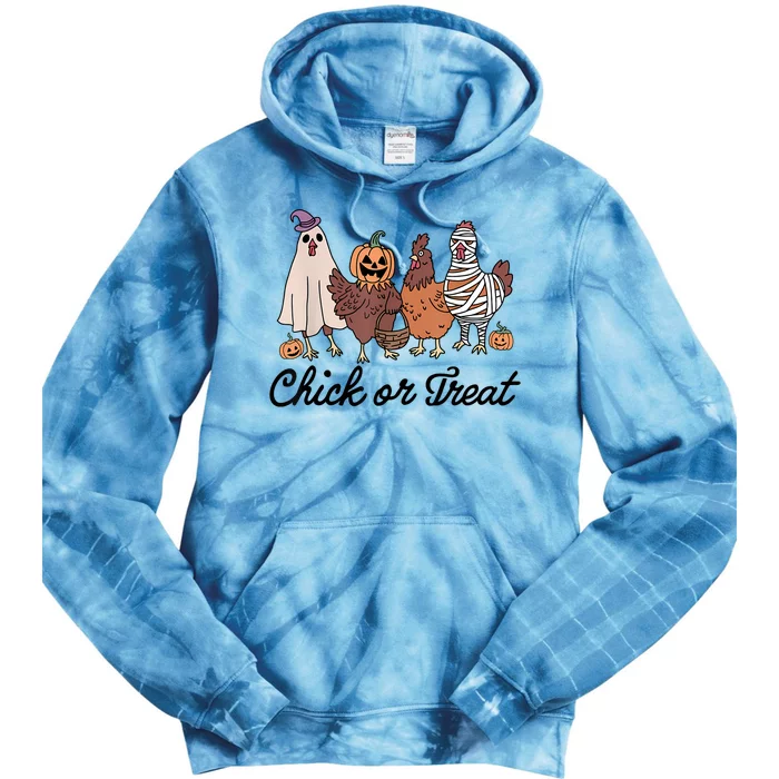 Chick Or Treat Halloween Witch Spooky Chicken Tie Dye Hoodie