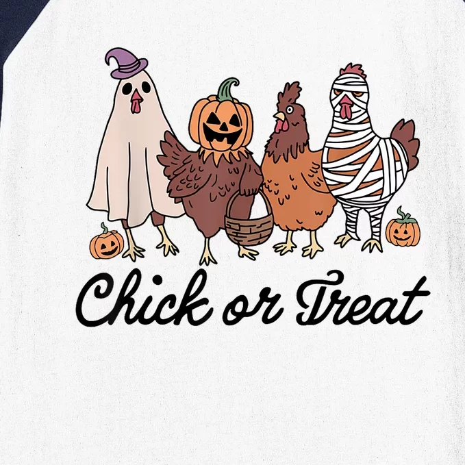 Chick Or Treat Halloween Witch Spooky Chicken Baseball Sleeve Shirt