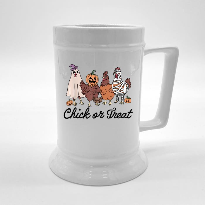 Chick Or Treat Halloween Witch Spooky Chicken Front & Back Beer Stein