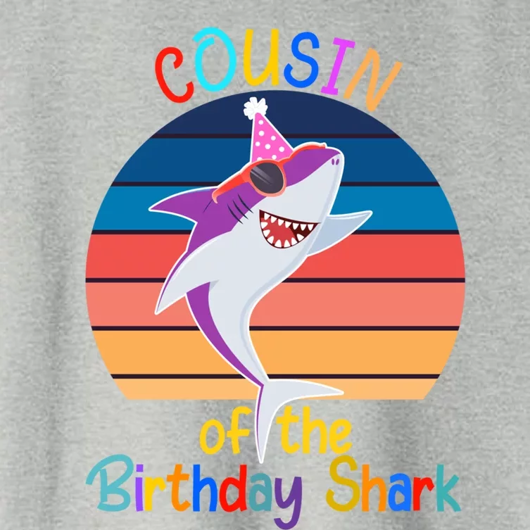 Cousin Of The Shark Birthday Matching Family Ocean Animal Cute Gift Women's Crop Top Tee