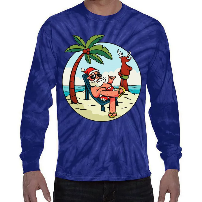 Christmas On The Beach Christmas Tie-Dye Long Sleeve Shirt