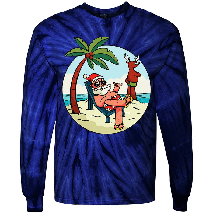 Christmas On The Beach Christmas Tie-Dye Long Sleeve Shirt