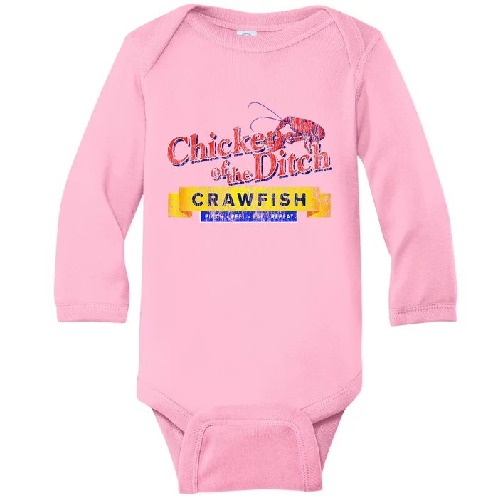 Chicken Of The Ditch Crawfish Crawfish Boil Baby Long Sleeve Bodysuit