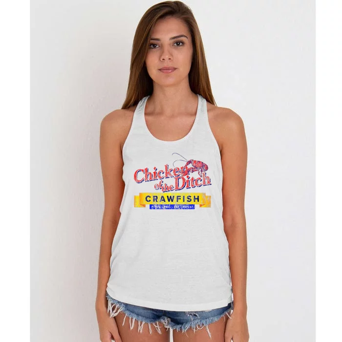 Chicken Of The Ditch Crawfish Crawfish Boil Women's Knotted Racerback Tank