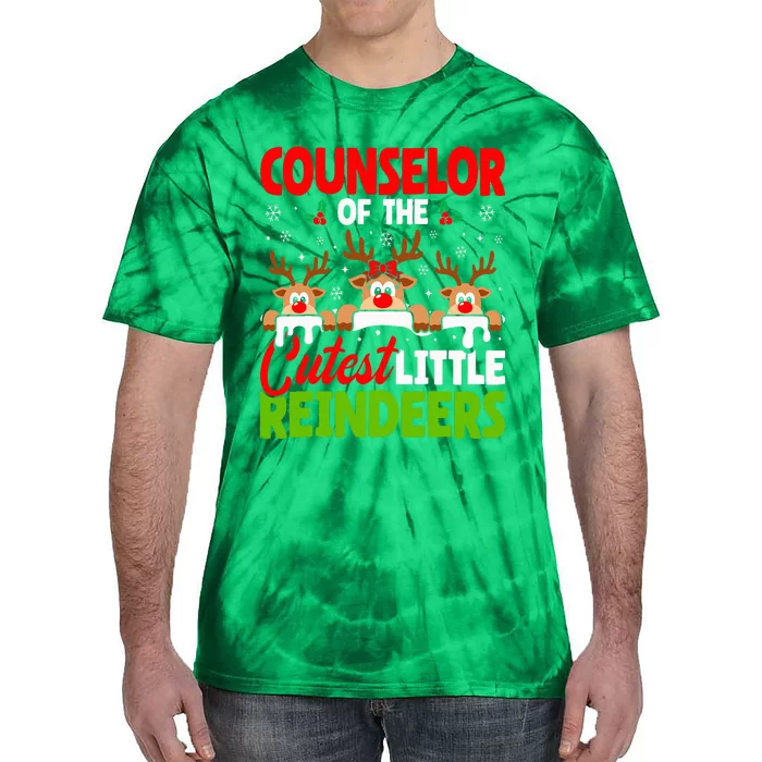 Counselor Of The Cutest Reindeers Christmas Counselor Tie-Dye T-Shirt