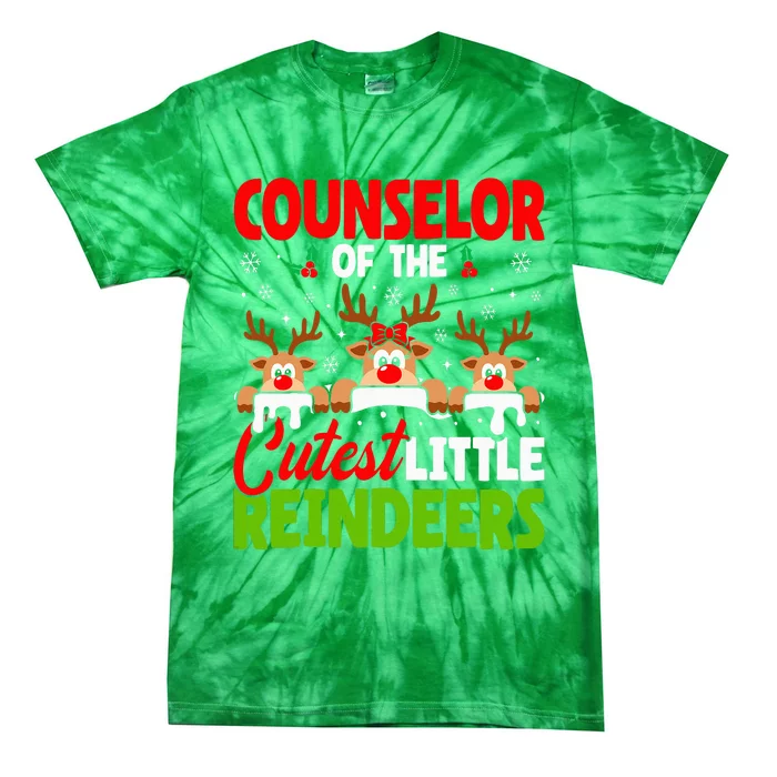 Counselor Of The Cutest Reindeers Christmas Counselor Tie-Dye T-Shirt