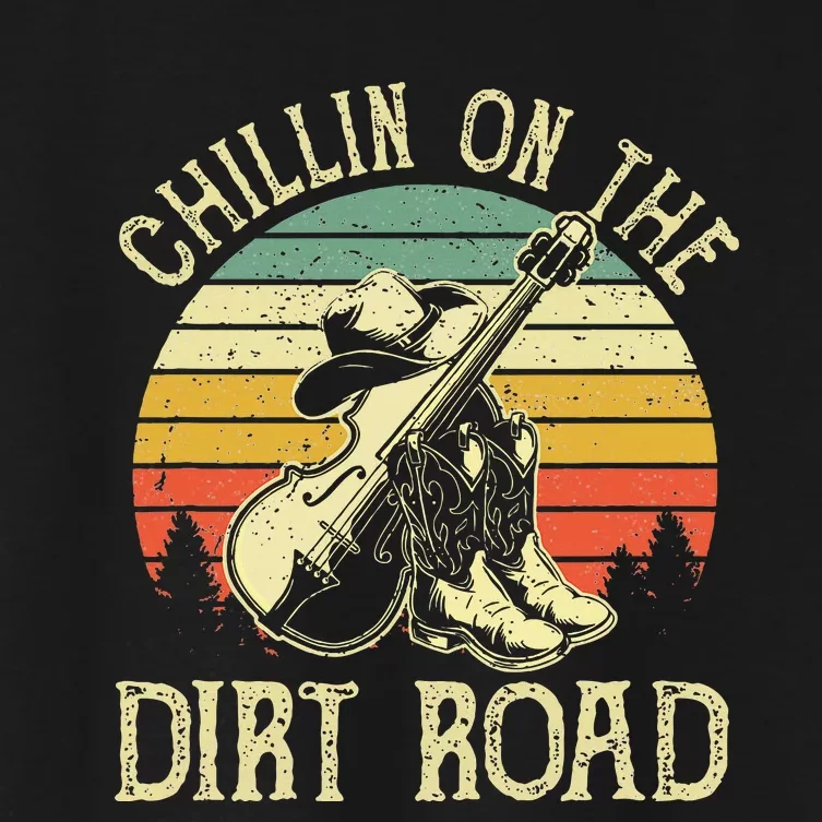 Chillin On The Dirt Road Western Life Rodeo Country Music Women's Crop Top Tee