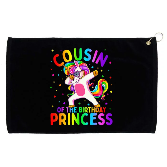 Cousin of the Birthday Princess Dabbing Unicorn Grommeted Golf Towel