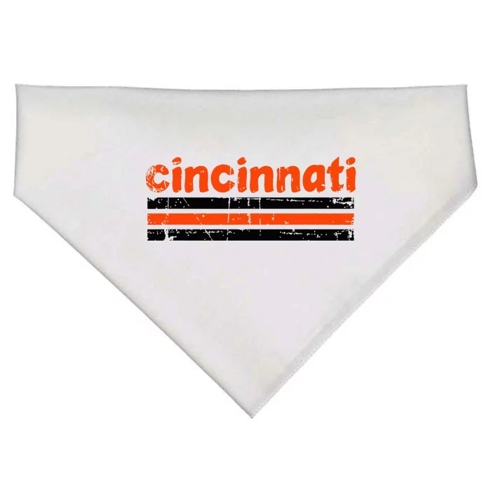 Cincinnati Ohio Three Stripe Vintage Weathered USA-Made Doggie Bandana