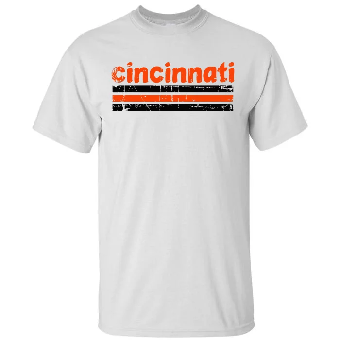 Cincinnati Ohio Three Stripe Vintage Weathered Tall T-Shirt