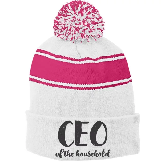 CEO Of The Household Funny Mothers Day Gifts Daughter Stripe Pom Pom Beanie