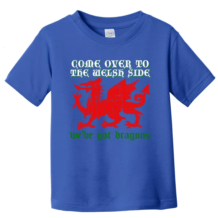 Come Over To The Welsh Side Red Dragon Flag Of Wales Rugby Cool Gift Toddler T-Shirt