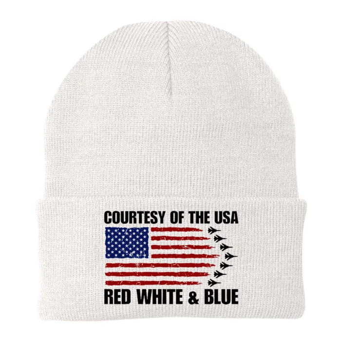 Courtesy Of The Usa Red White And Blue Knit Cap Winter Beanie