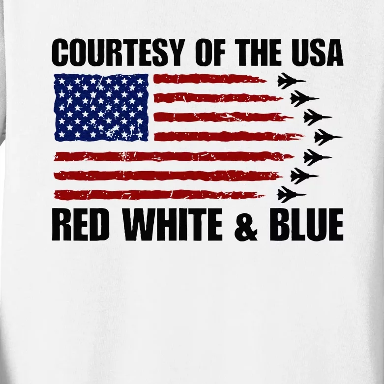 Courtesy Of The Usa Red White And Blue Kids Long Sleeve Shirt