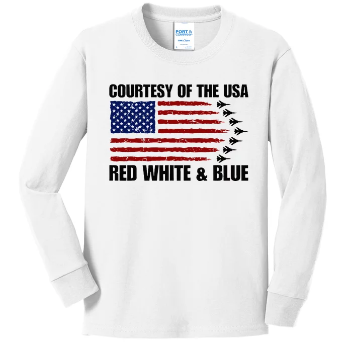 Courtesy Of The Usa Red White And Blue Kids Long Sleeve Shirt