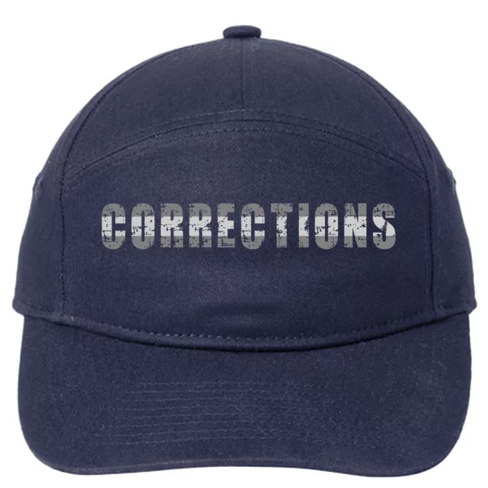 Corrections Officer Thin Silver Line Correctional Officer Cool Gift 7-Panel Snapback Hat