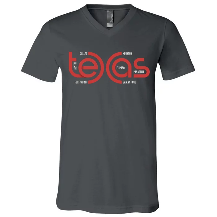 Cities Of Texas Logo V-Neck T-Shirt