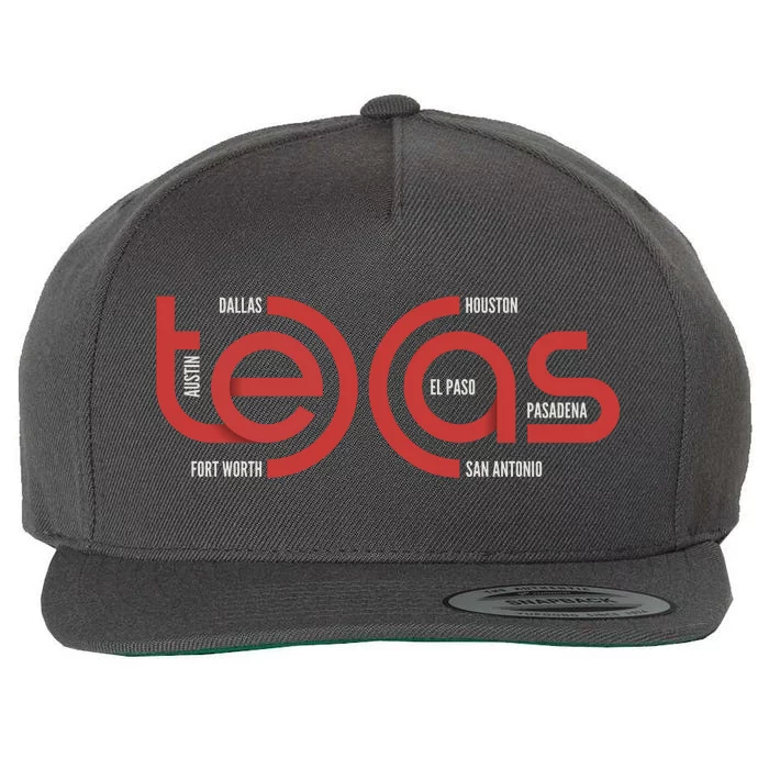 Cities Of Texas Logo Wool Snapback Cap