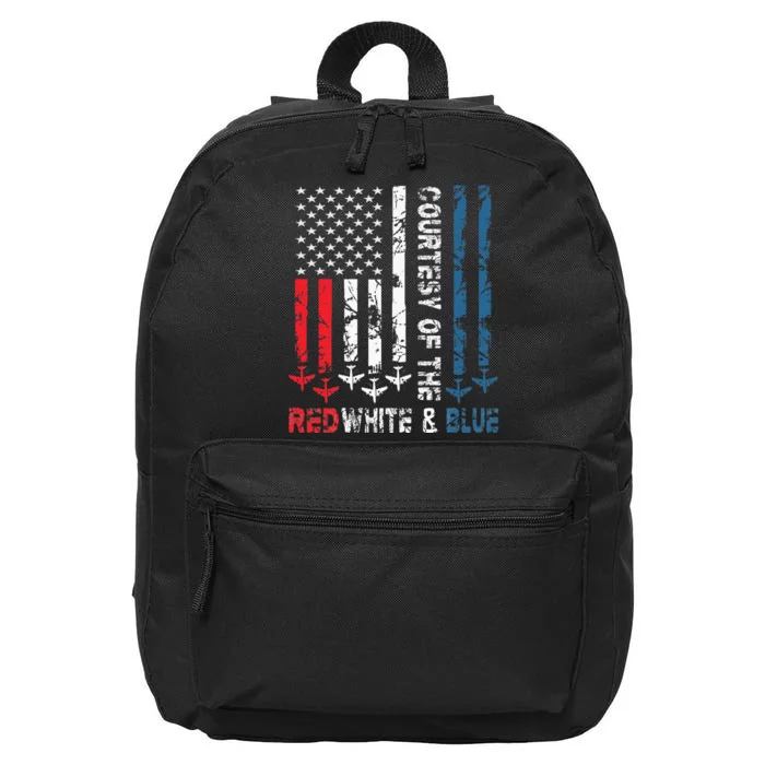 Courtesy Of The Red White And Blue Vintage America Us Flag 16 in Basic Backpack