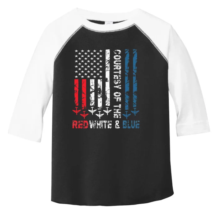 Courtesy Of The Red White And Blue Vintage America Us Flag Toddler Fine Jersey T-Shirt