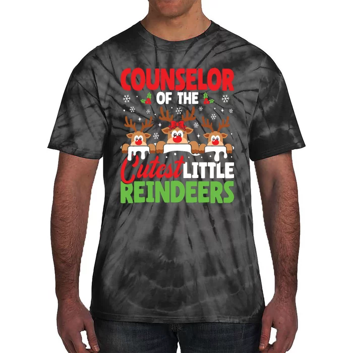 Counselor Of The Cutest Reindeers Christmas Counselor Tie-Dye T-Shirt