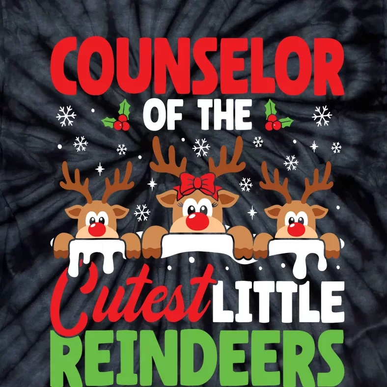 Counselor Of The Cutest Reindeers Christmas Counselor Tie-Dye T-Shirt