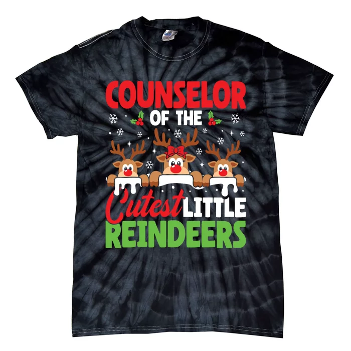 Counselor Of The Cutest Reindeers Christmas Counselor Tie-Dye T-Shirt